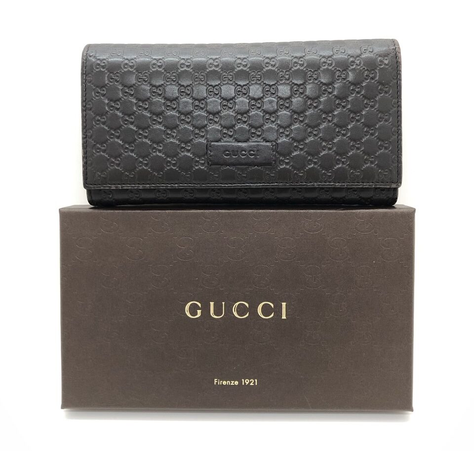 GUCCI/グッチマイクロGGシマレザー長財布