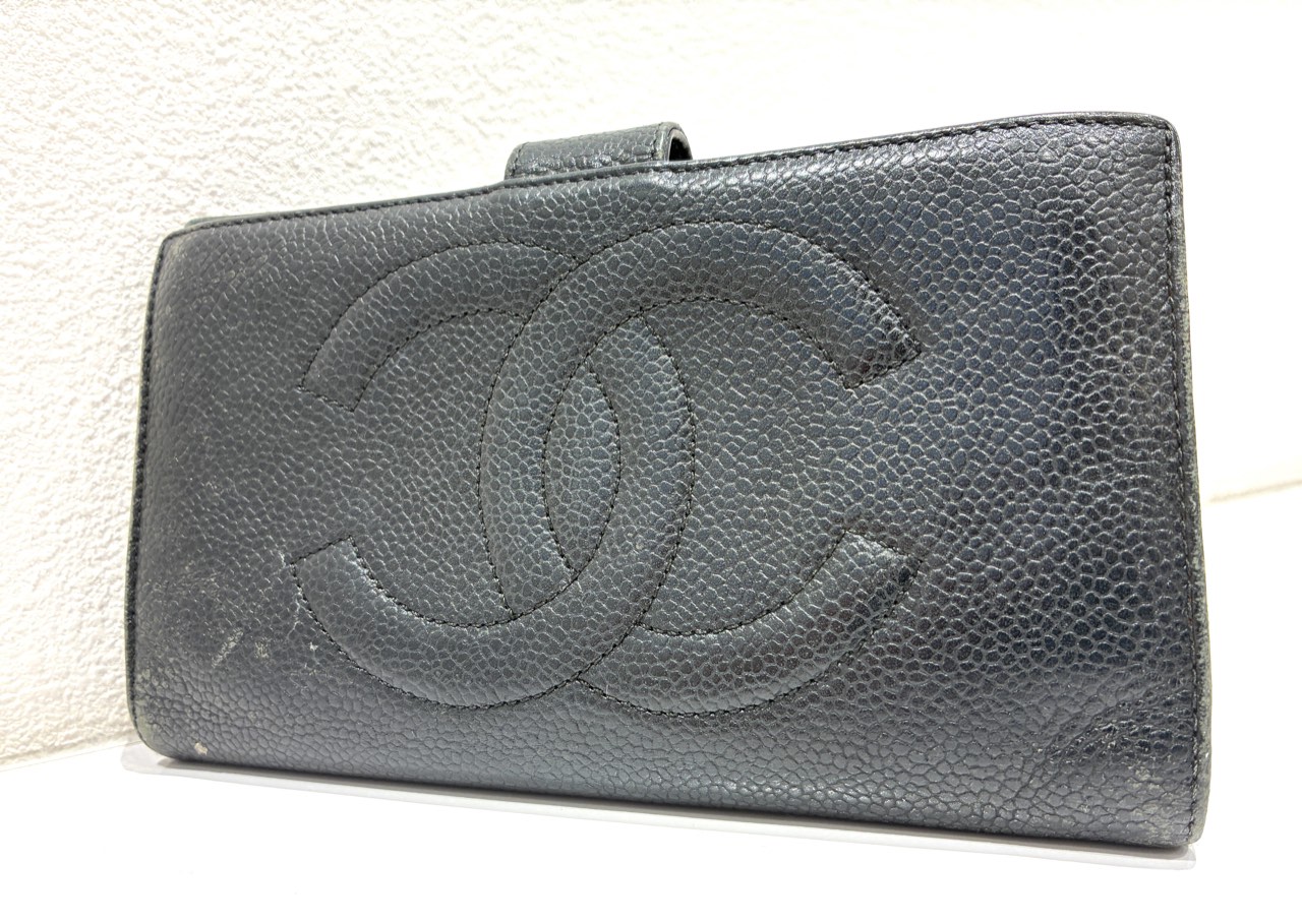 CHANEL キャビアスキン がま口 長財布