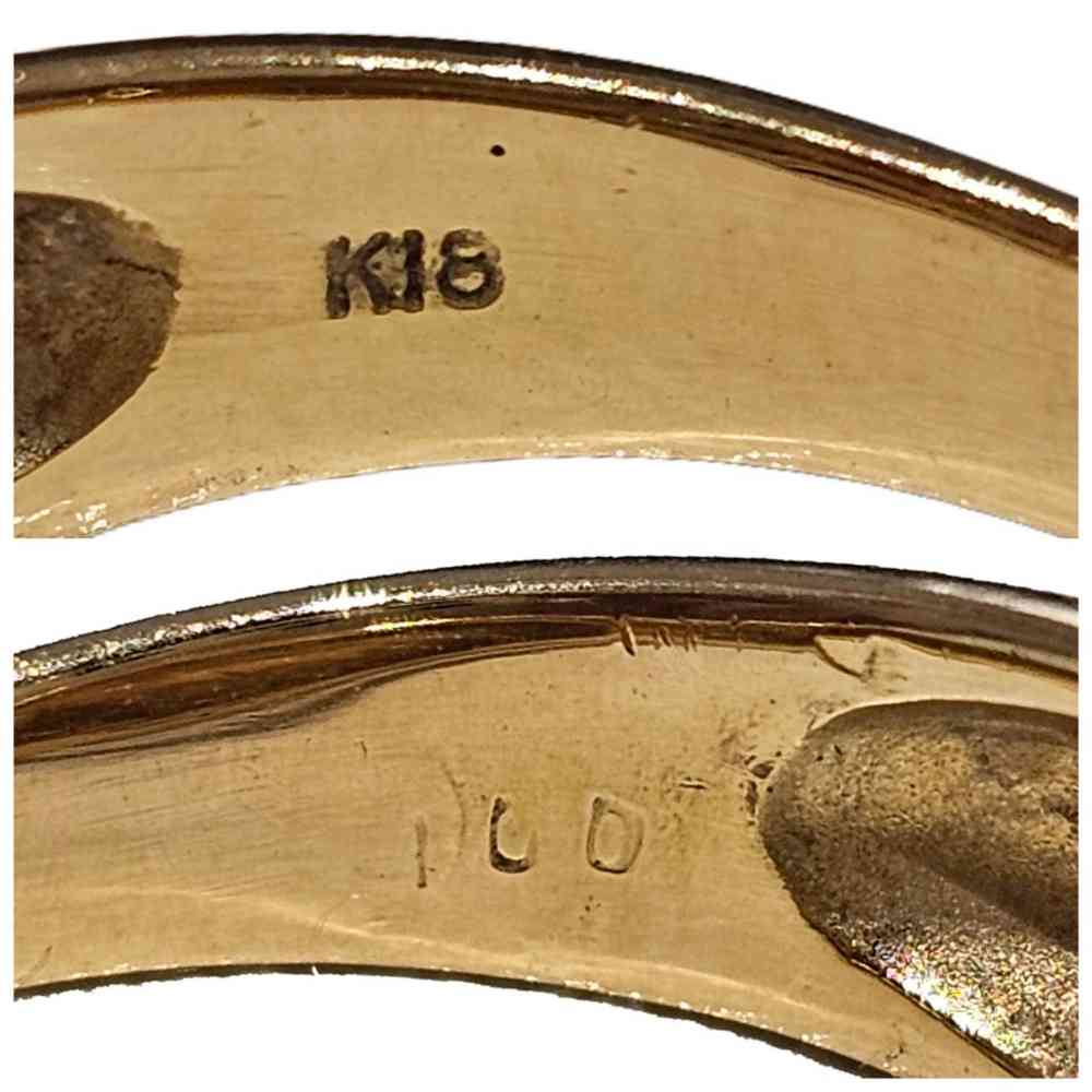 K18/ダイヤ付きリング 刻印