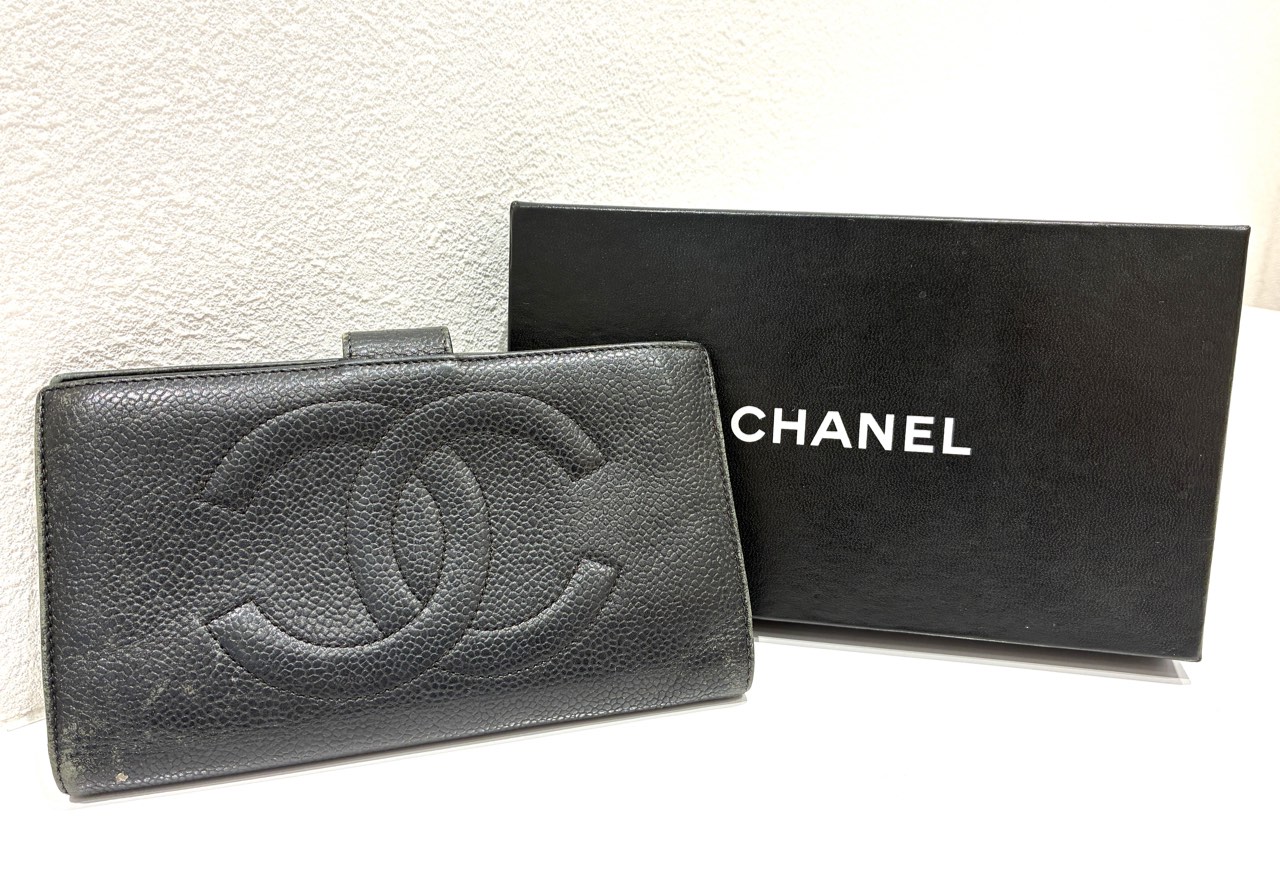 CHANEL キャビアスキン がま口 長財布