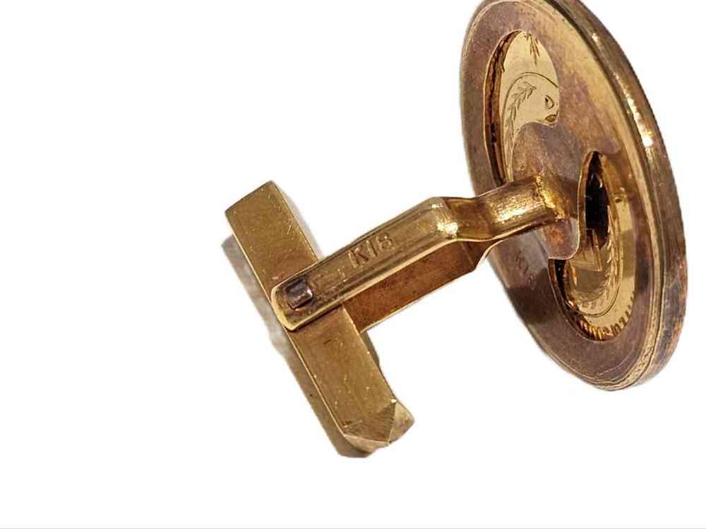 25リヤル モナリザ金貨付き カフスボタン 刻印