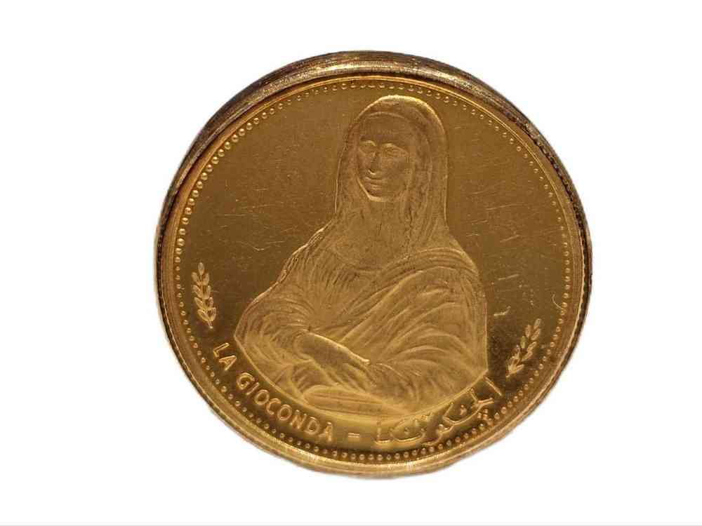 25リヤル モナリザ金貨付き カフスボタン