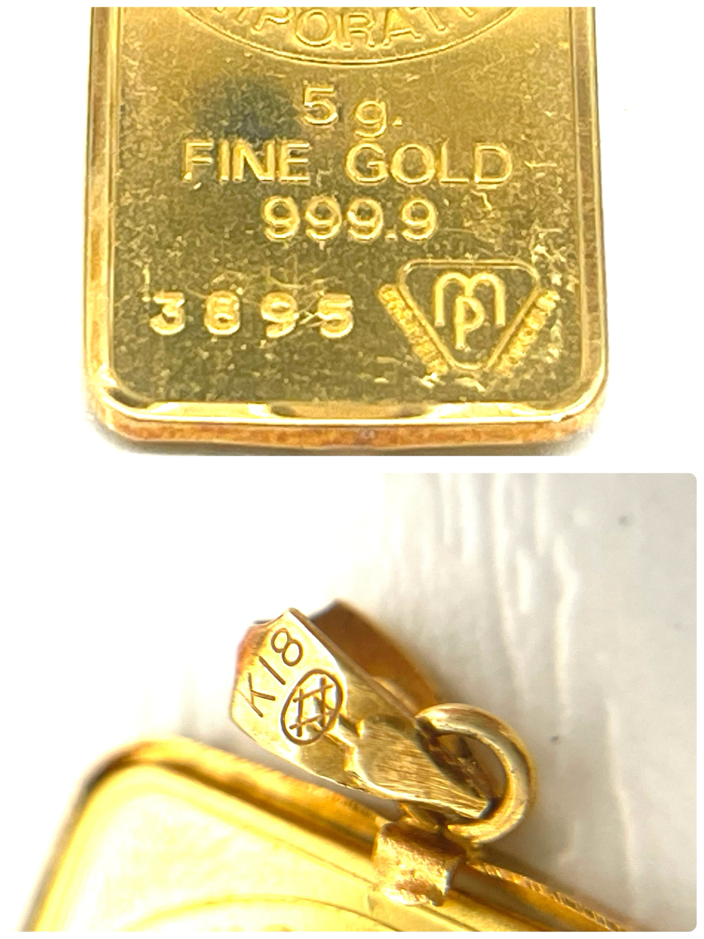 999.9 純金 インゴット ペンダントトップ 枠:K18(SWISS BANK CORPORATION)