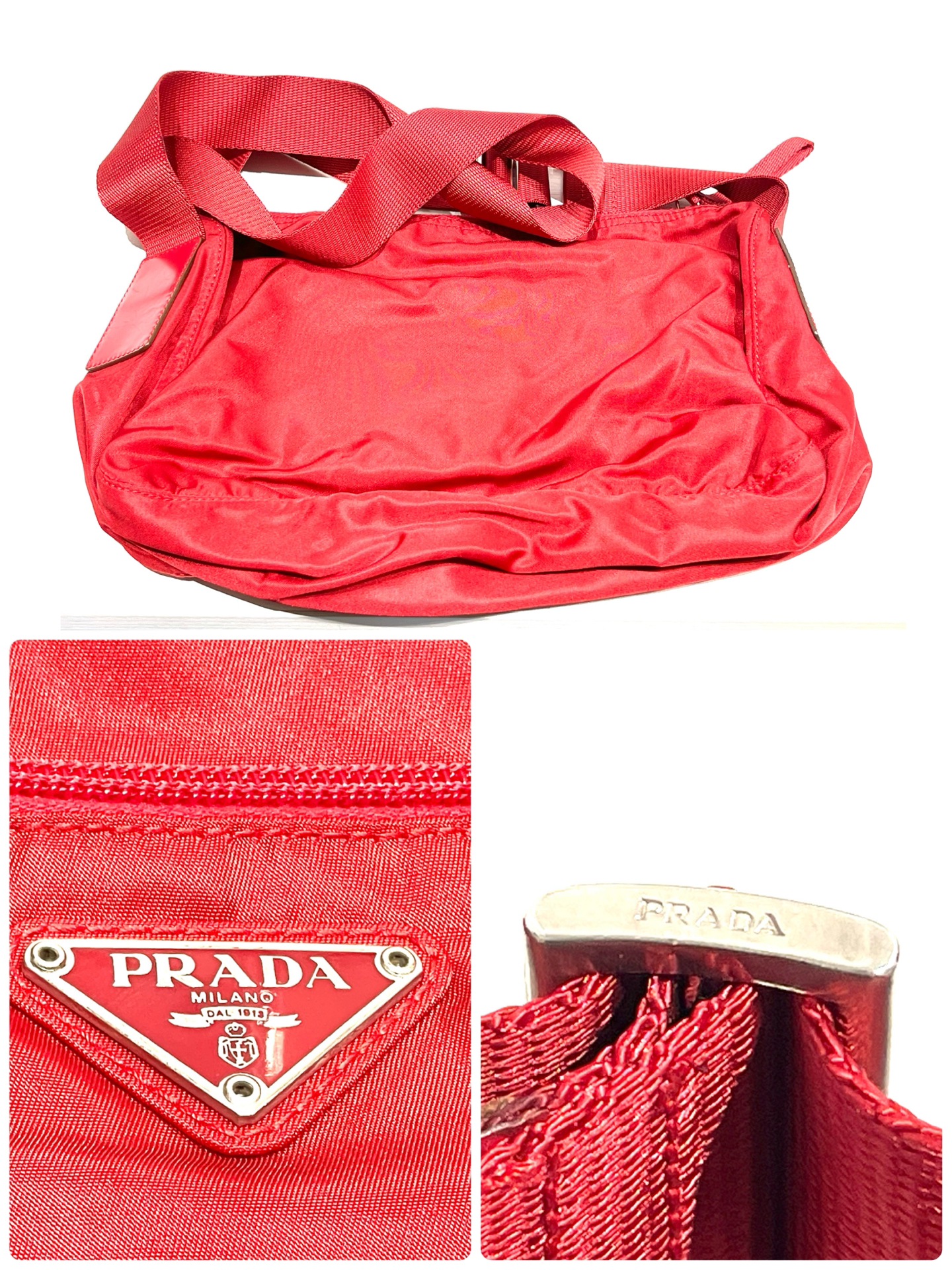 PRADA プラダ ナイロン ショルダーバッグ(レッド系)