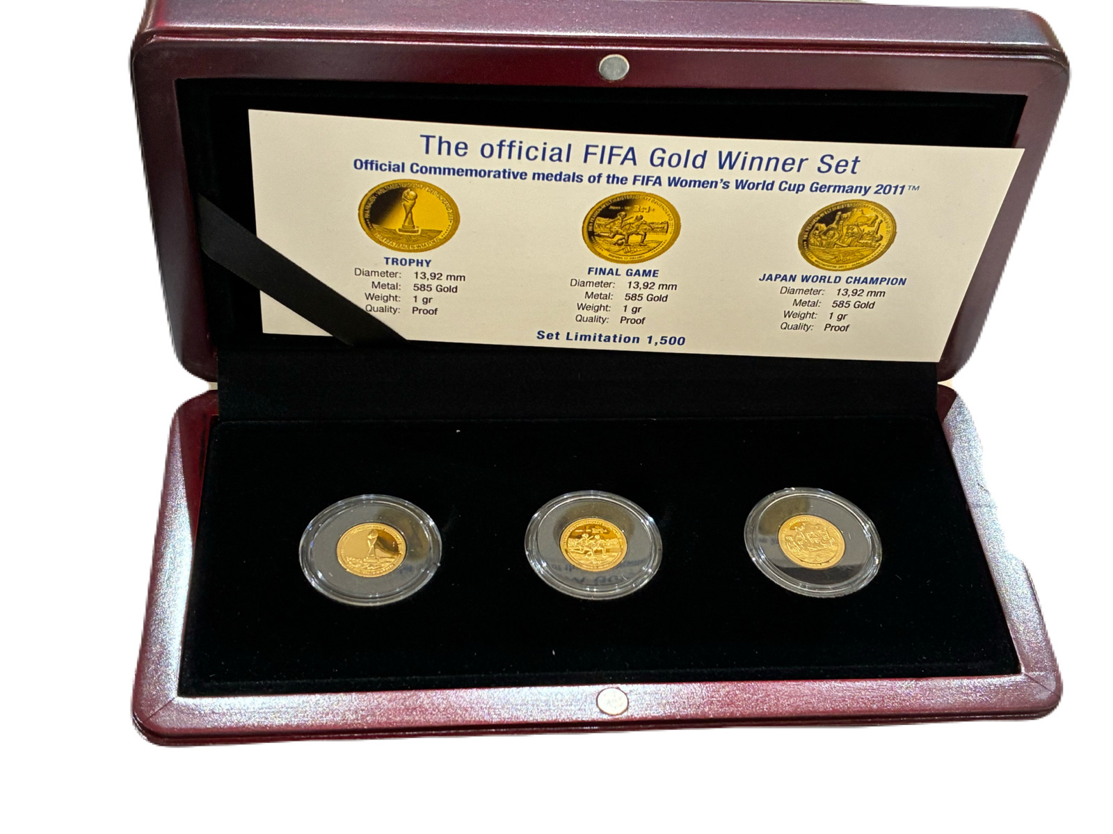 585 14金 The official FIFA Gold Winner Set FIFA女子ワールドカップ ドイツ 2011 優勝記念金メダルセット