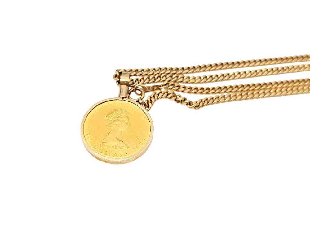 メイプルリーフ金貨1/2oz付き 喜平ネックレス