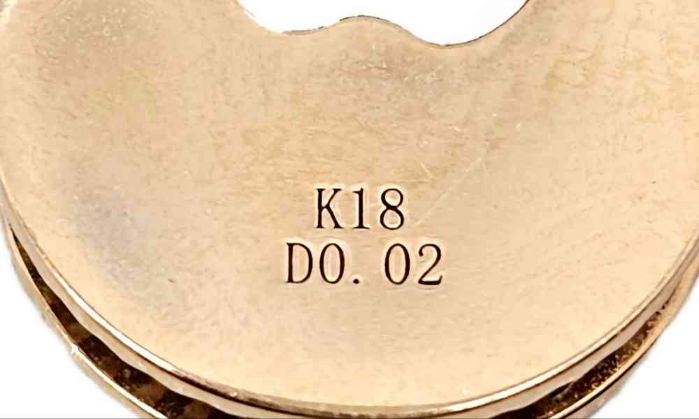 K18 レインボーカット ペンダントトップ 刻印