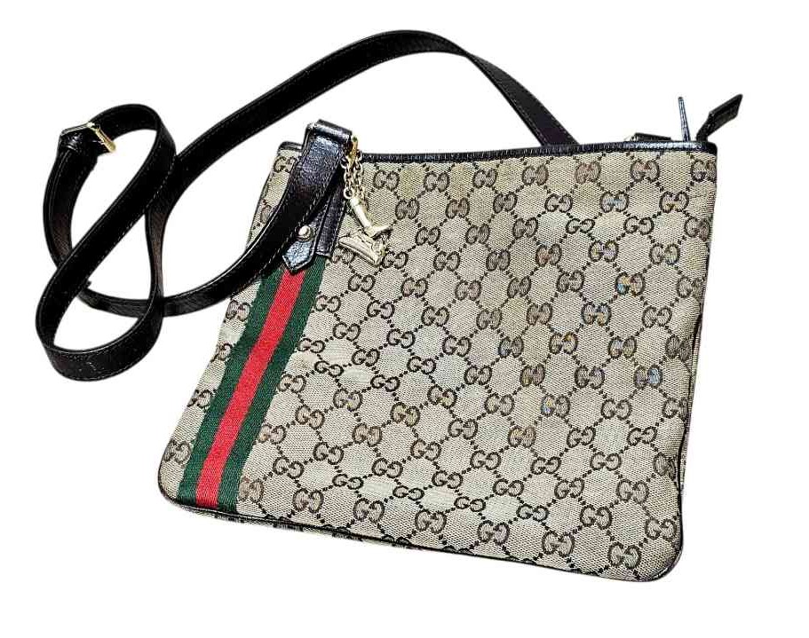 GUCCI GGキャンバス/シェリーライン ショルダーバッグ