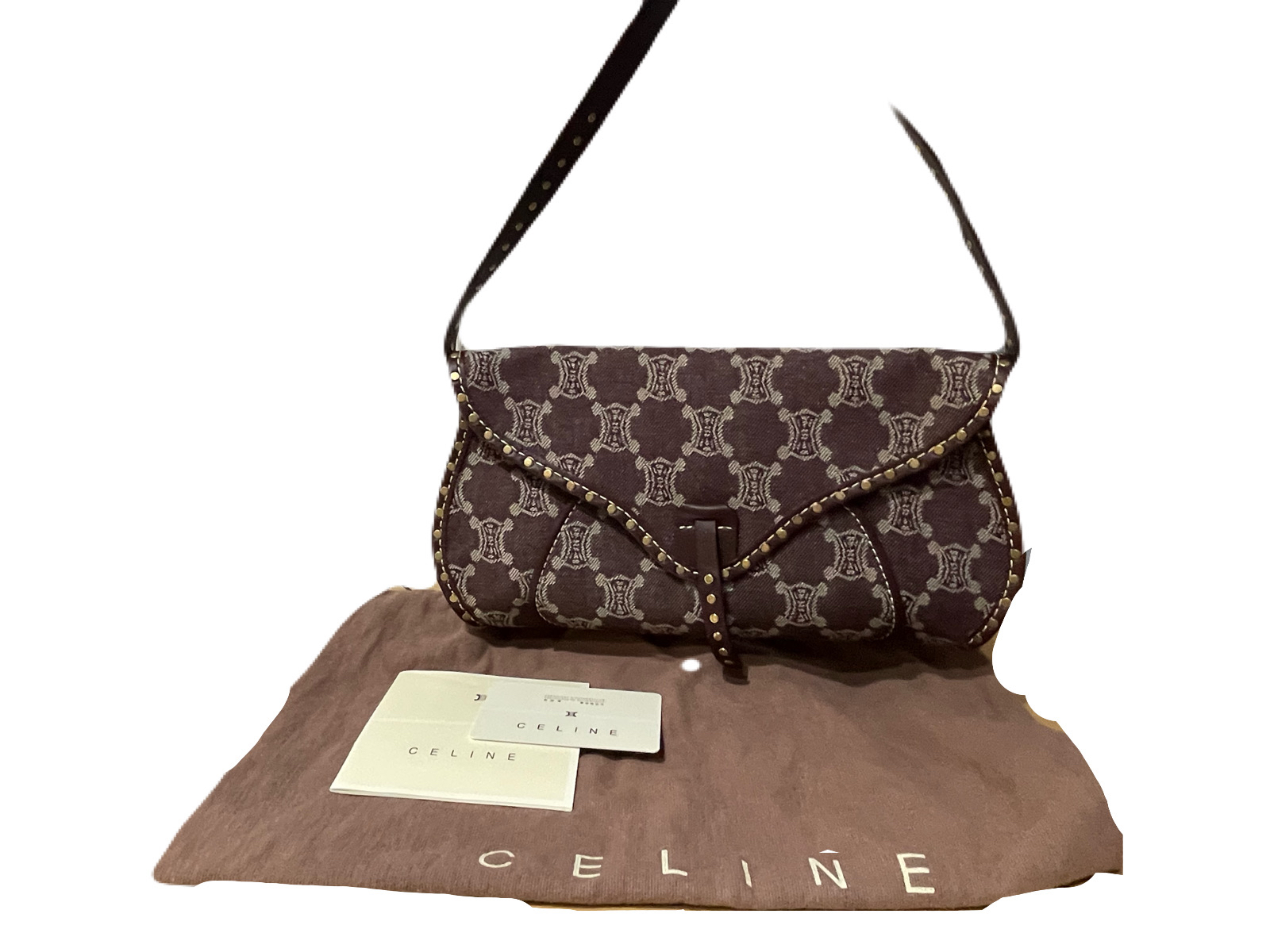 CELINE パリマカダム　ワンショルダーバッグ　レッド系