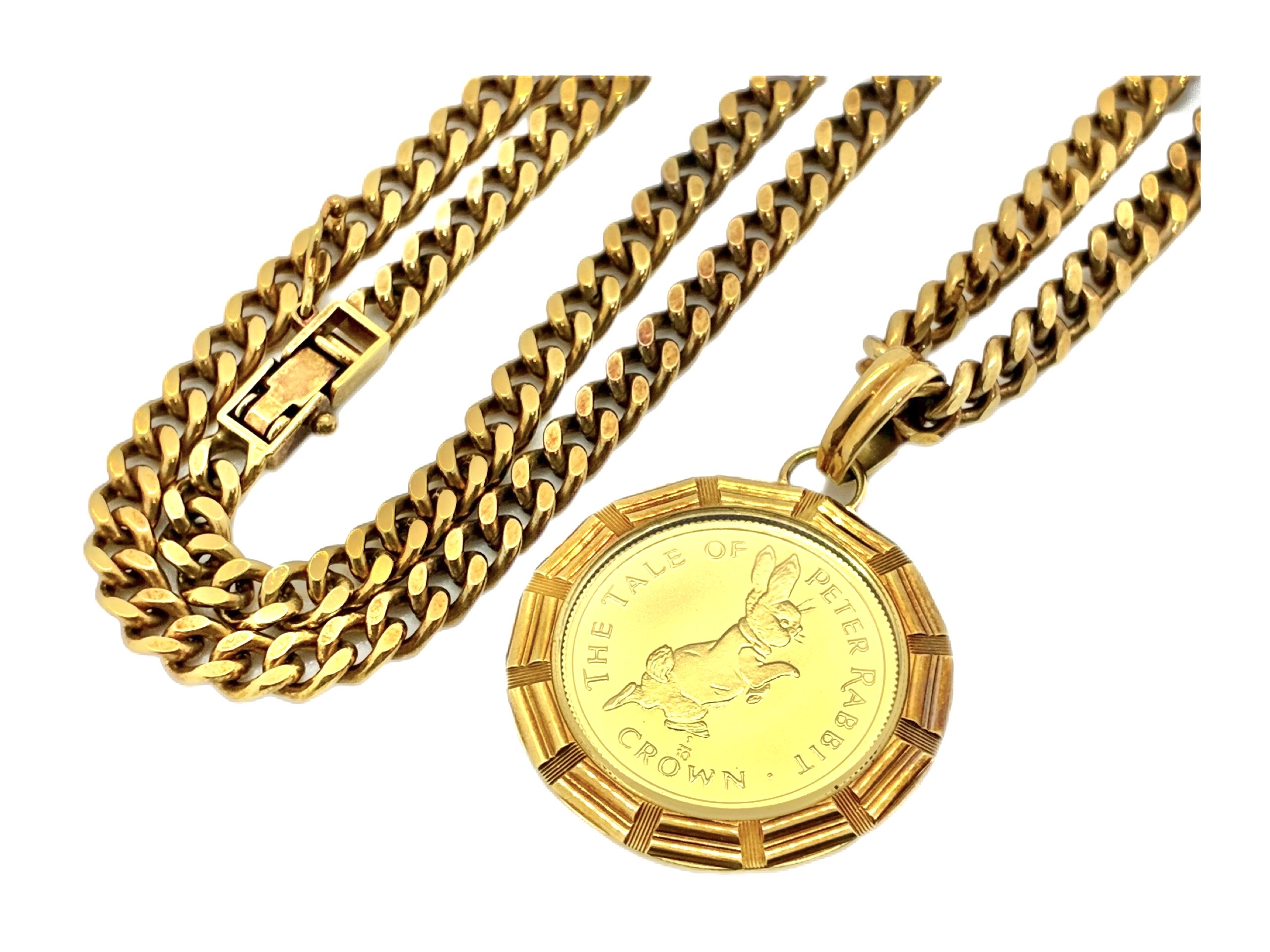 24金/ピーターラビット金貨 18金/2面カット喜平ネックレス