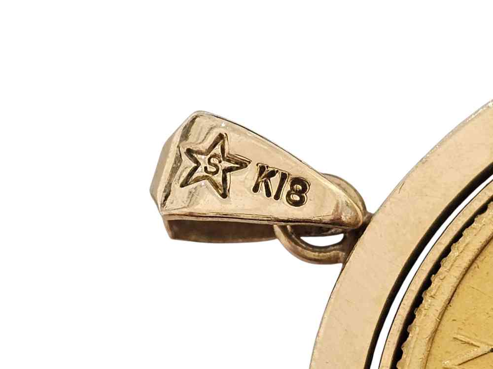 GINZA TANAKA メイプルリーフ金貨1/4OZ付きペンダントトップ 刻印