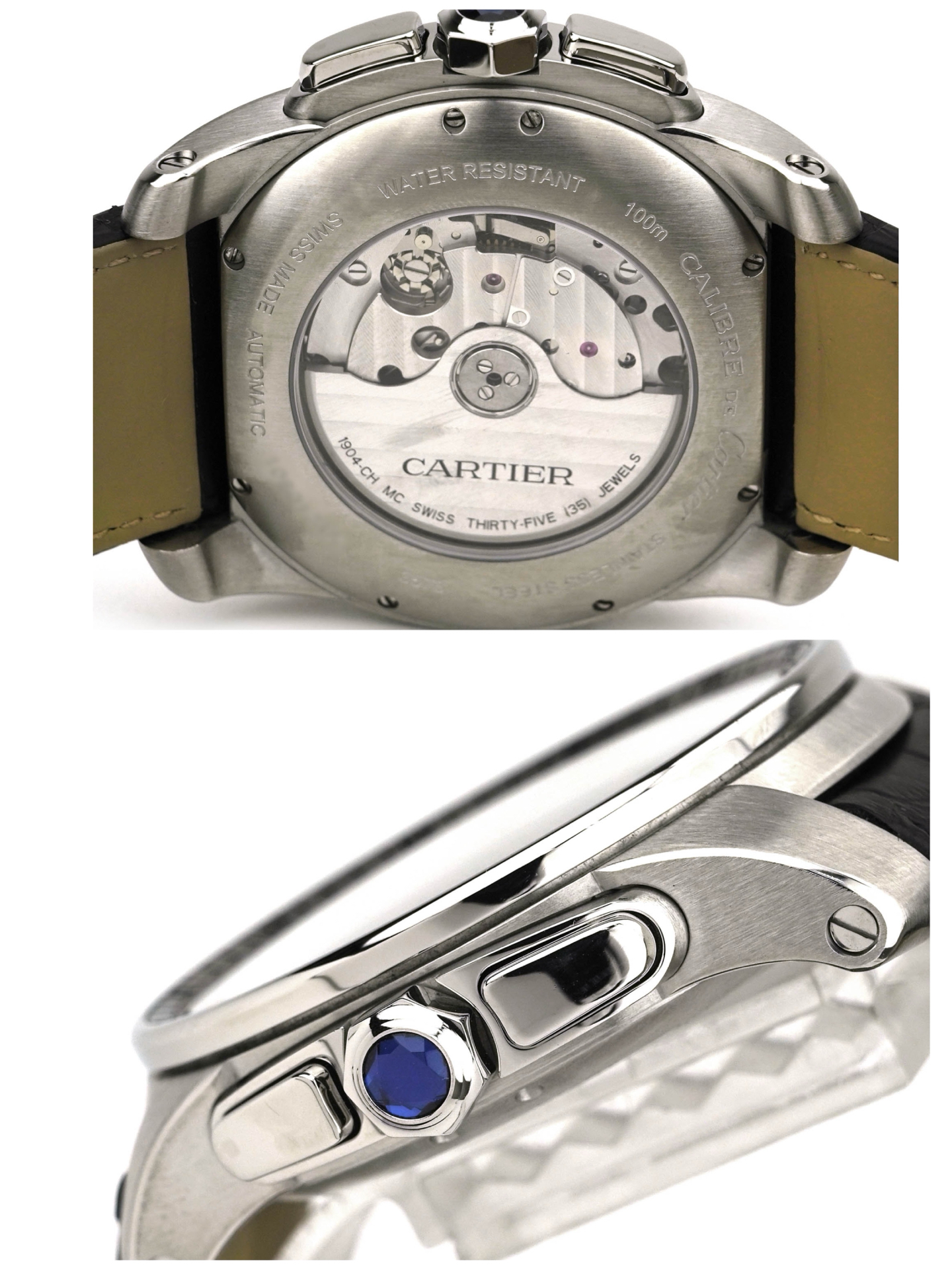Cartier カルティエ　Calibre de Cartier　クロノグラフ ホワイト文字盤 自動巻き