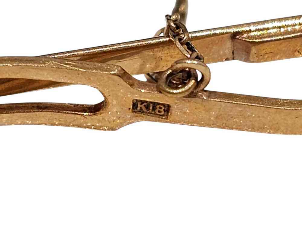 K18 パール付きネクタイピン 刻印