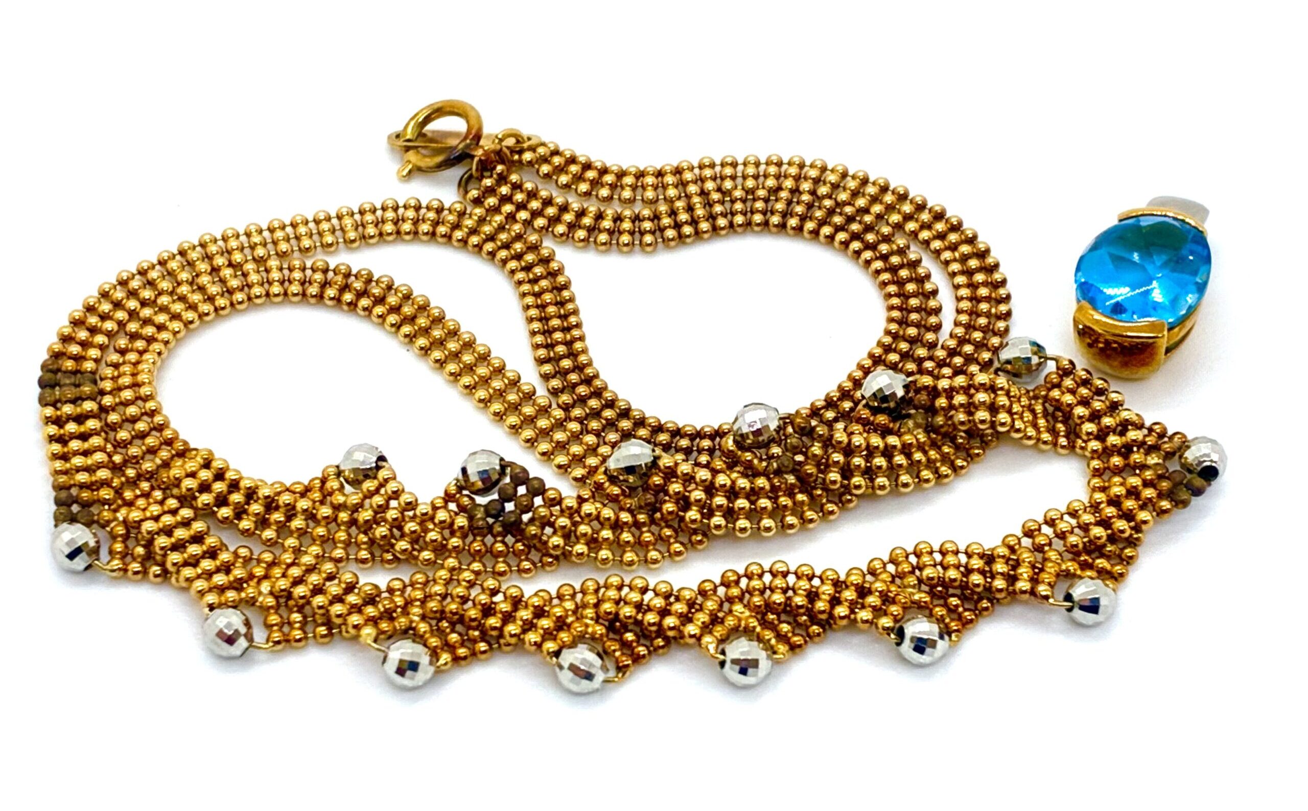 18金　K18　デザインネックレス　色石トップ