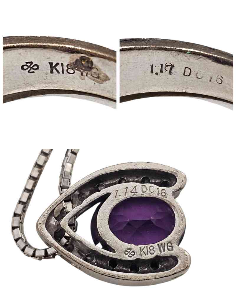 ジュエリーマキ K18WG ネックレス リング 刻印