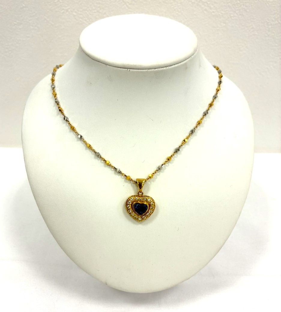 K18 PT850 サファイア ダイヤモンド ネックレス