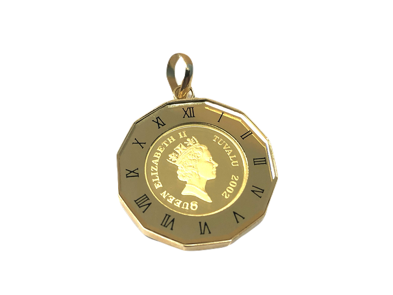 999.9 ツバルホース金貨（3＄） 1/25oz　時計モチーフペンダントトップ