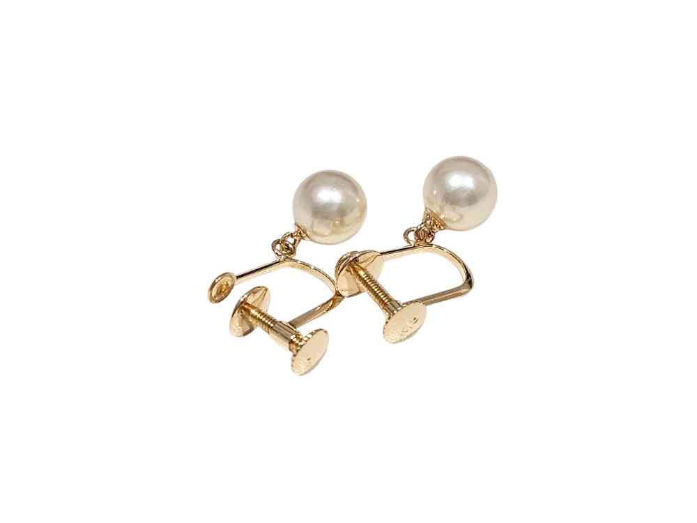 K18 パール付きイヤリング