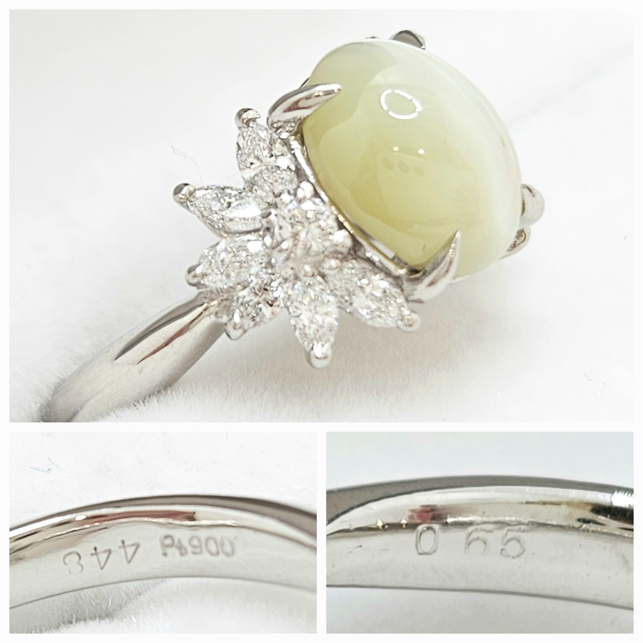 キャッツアイ プラチナダイヤリング