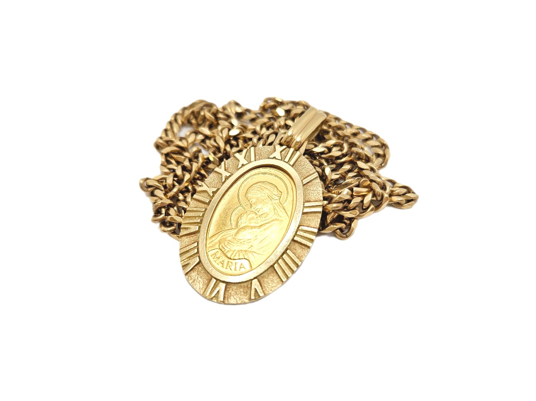 K18ネックレス/K24オーバルコインペンダント