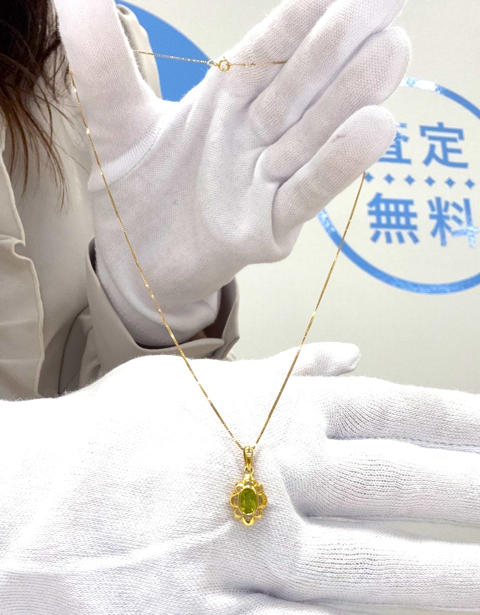 K18 ペリドット ネックレス