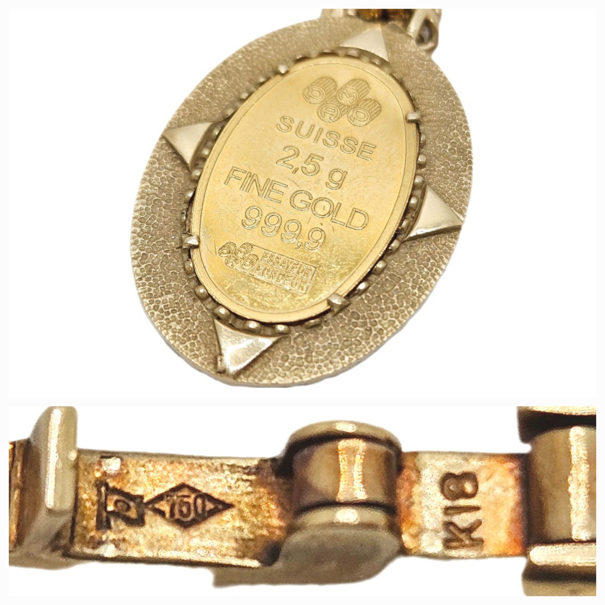 K18ネックレス/K24オーバルコインペンダント