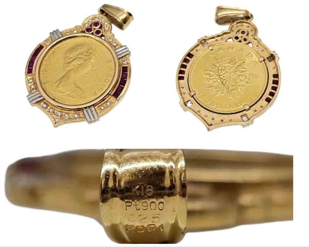 カナダ国際平和記念 100ドル金貨付きペンダントトップ