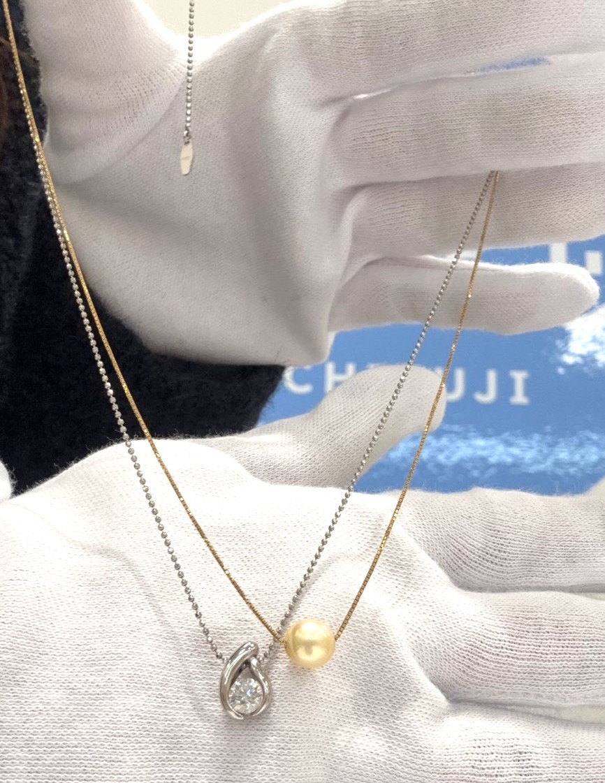 K18 パールネックレス Pt ダイヤモンドネックレス