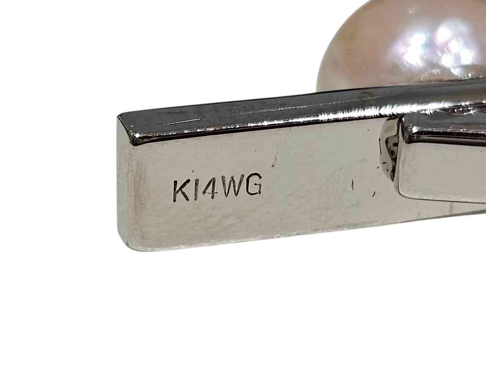 K14WG パール付きタイピン 刻印