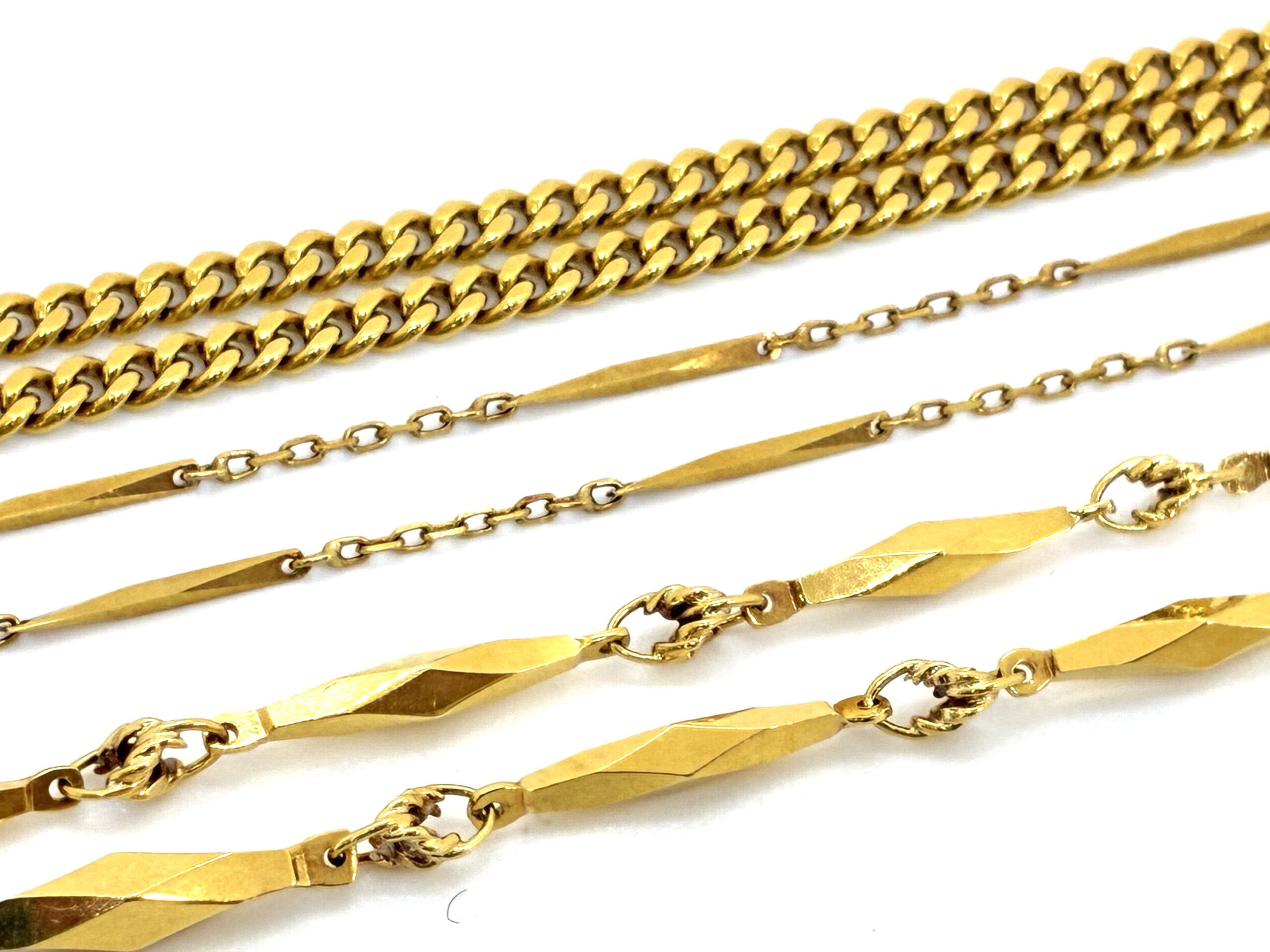 18金/K18　喜平ネックレス2面　切子ネックレス　切子デザインネックレス