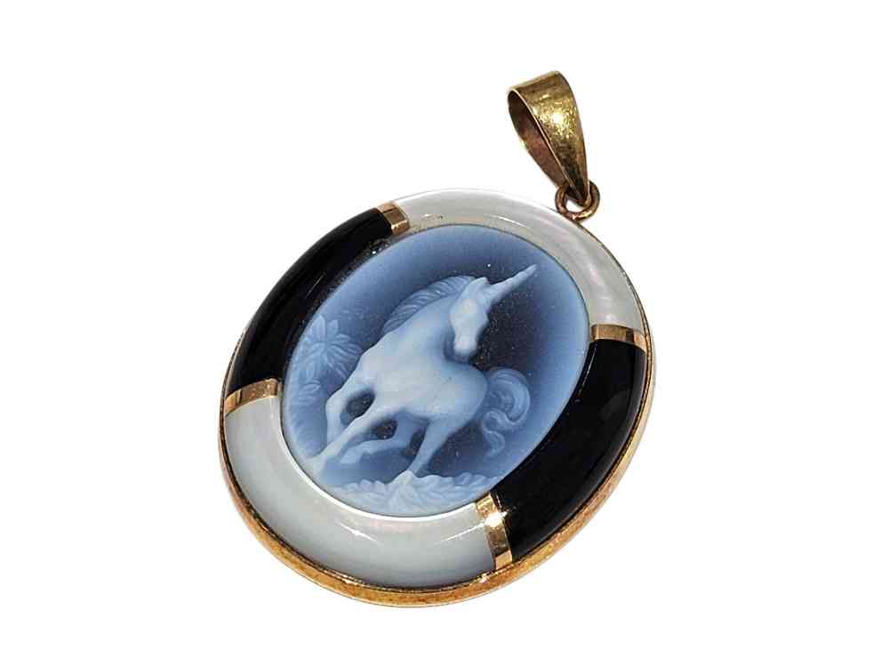 K18 カメオ ユニコーン柄 ペンダントトップ