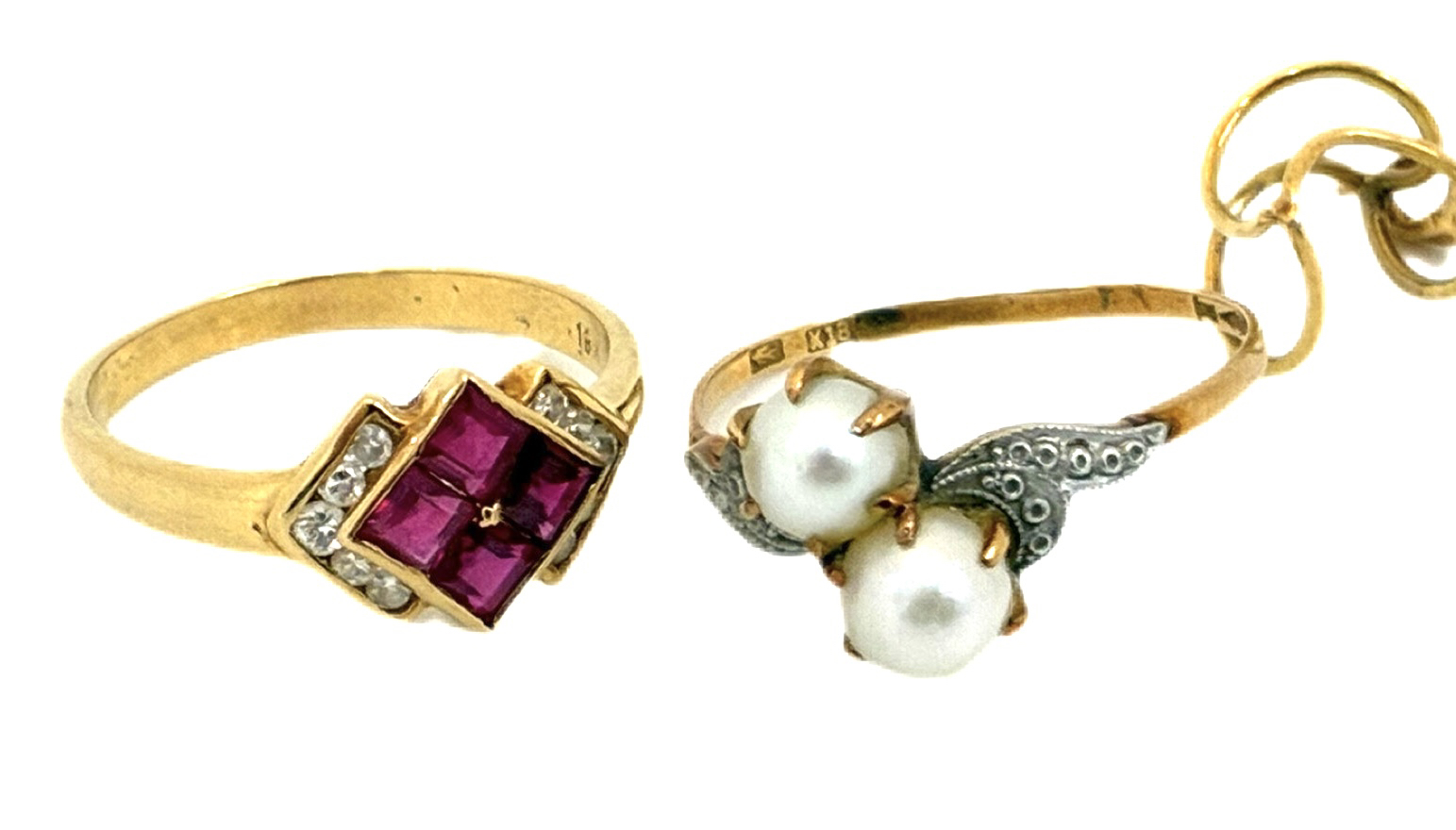 金 K18 色石 パール