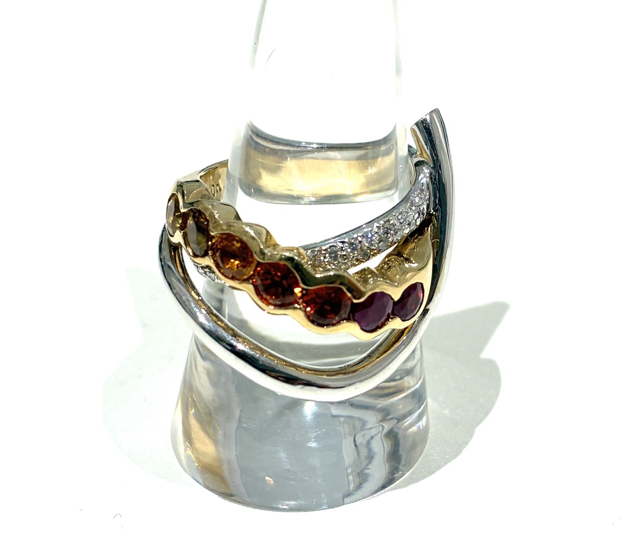 14K 色石付きリング