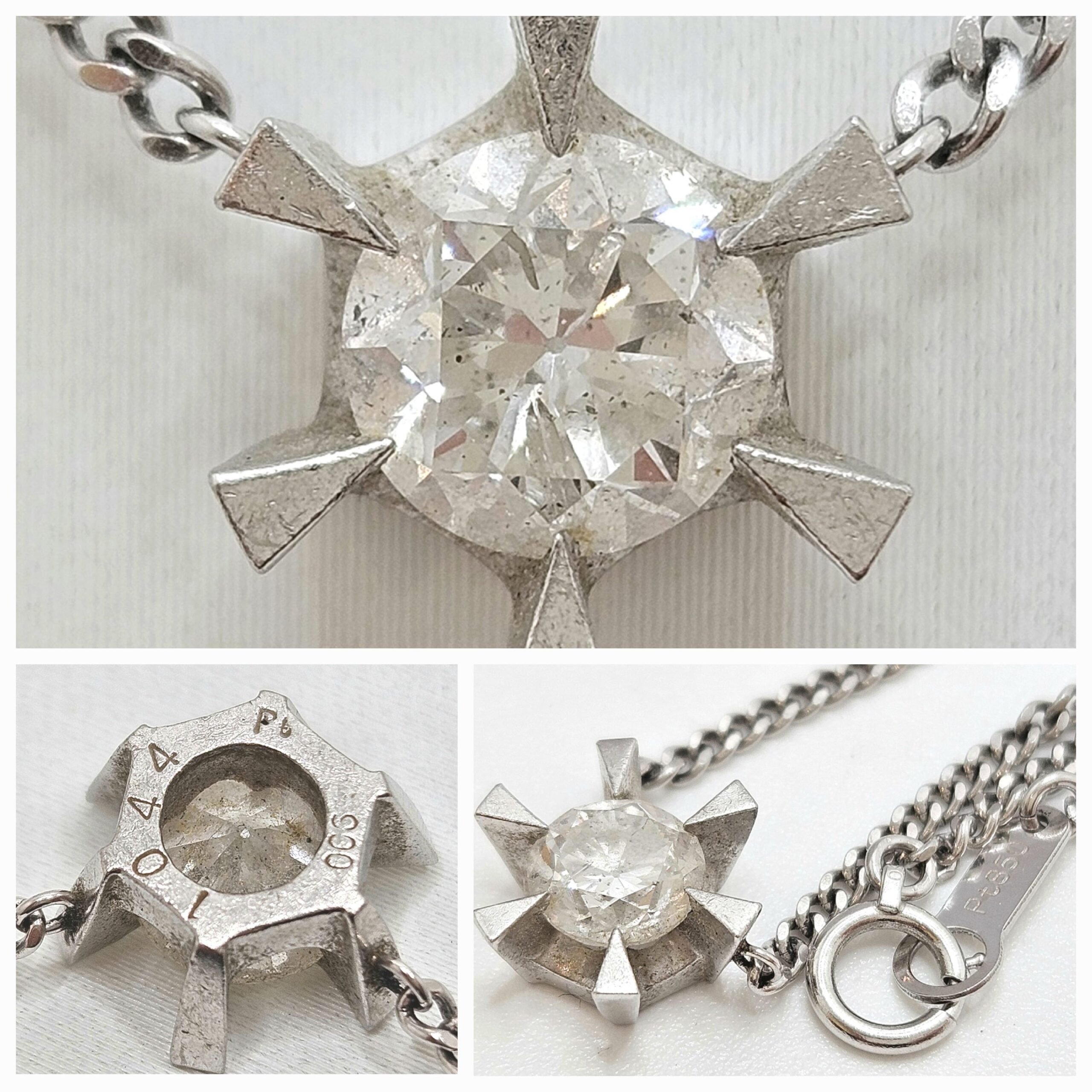 Pt850 ダイヤモンド1.044ct付ネックレス