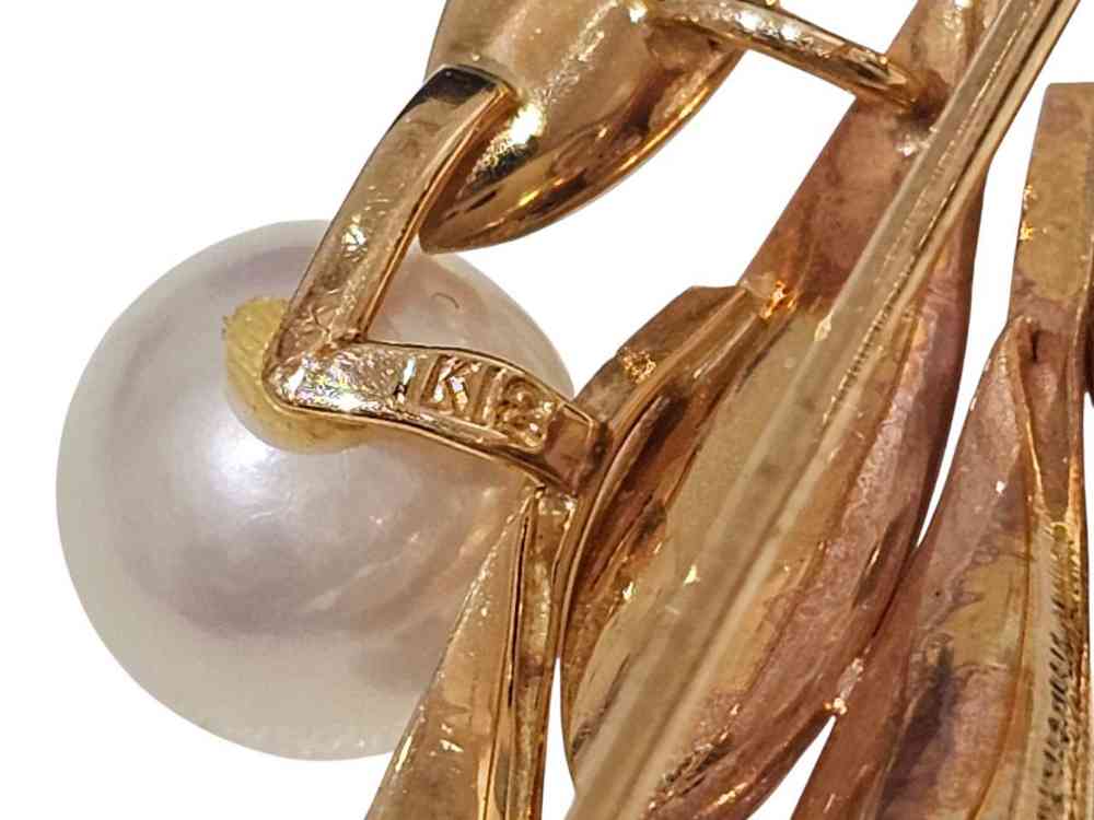 K18 パールブローチ