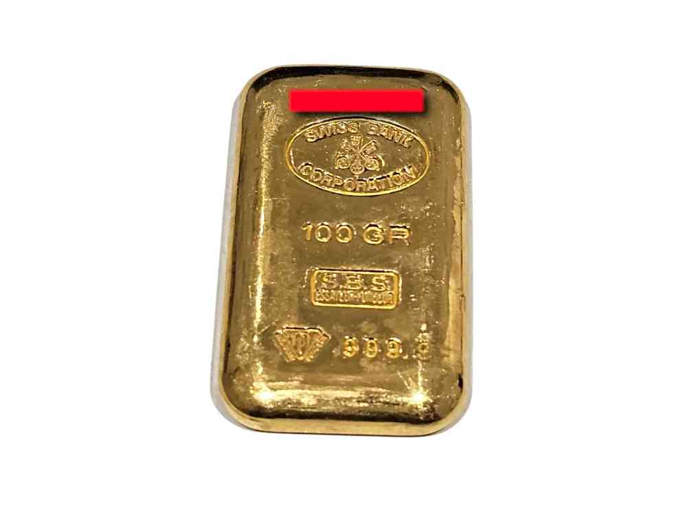 999.9/スイスバンク インゴット100ｇ