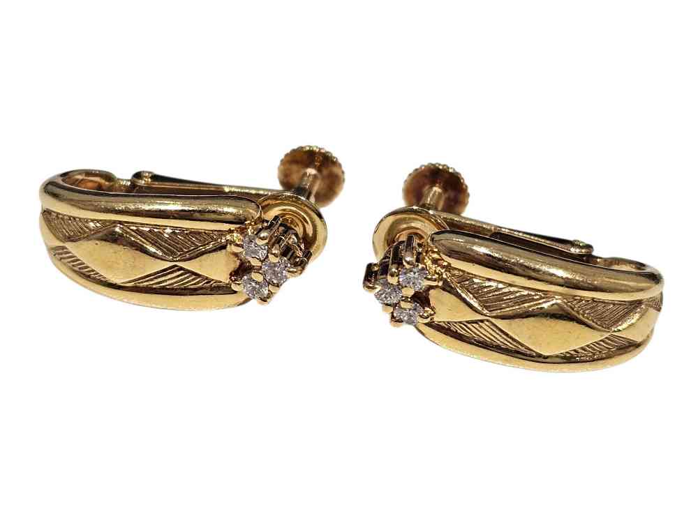 Jeunet YG750 ダイヤ付きイヤリング