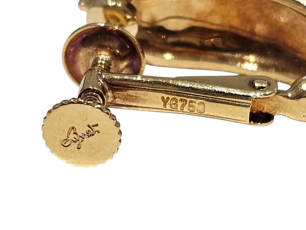 Jeunet YG750 ダイヤ付きイヤリング 刻印