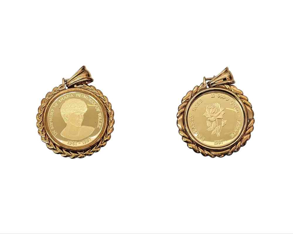 ダイアナ妃追悼記念金貨 1/10OZ付き ペンダントトップ