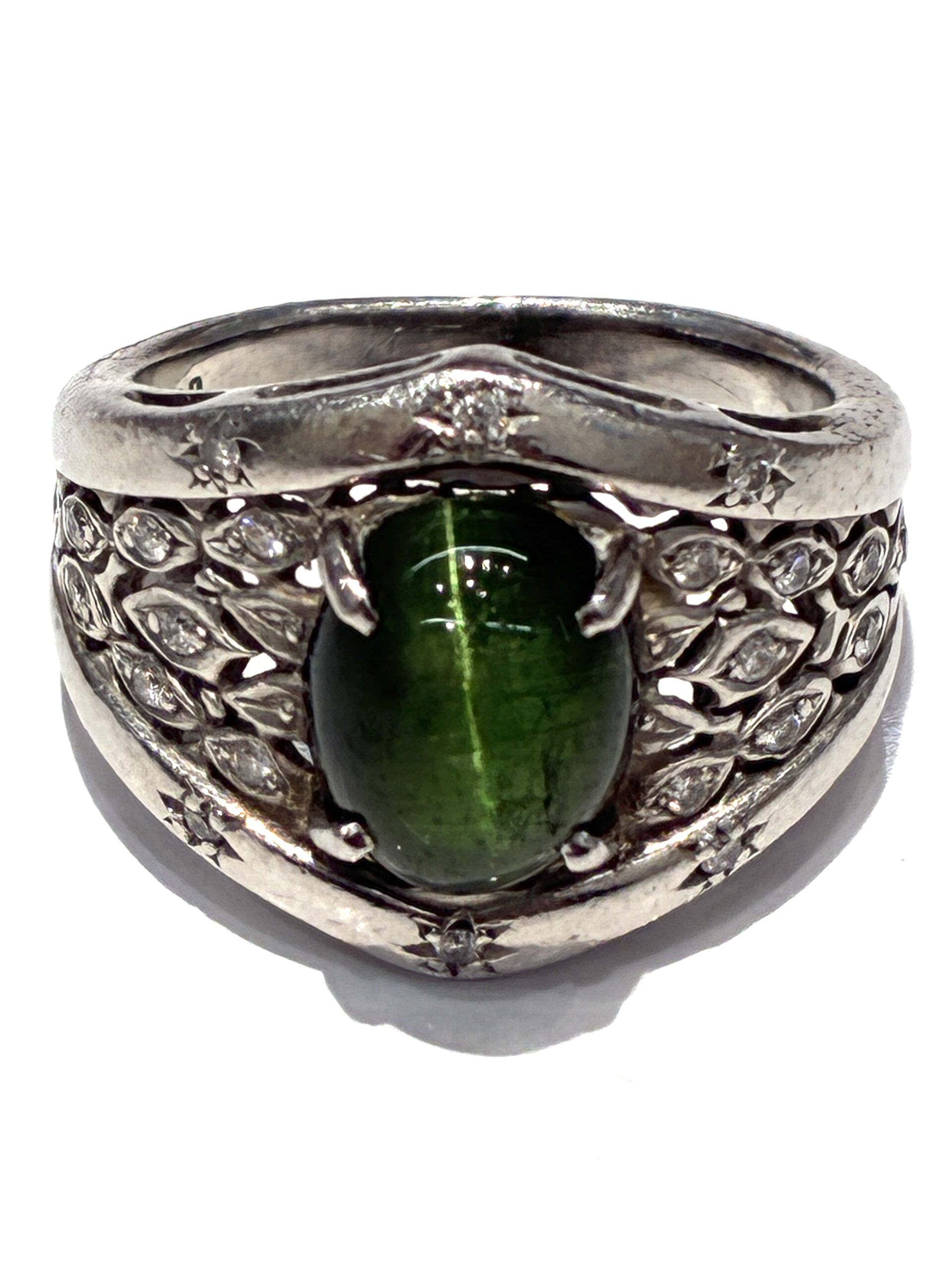 Pt900　トルマリンキャッアイリング