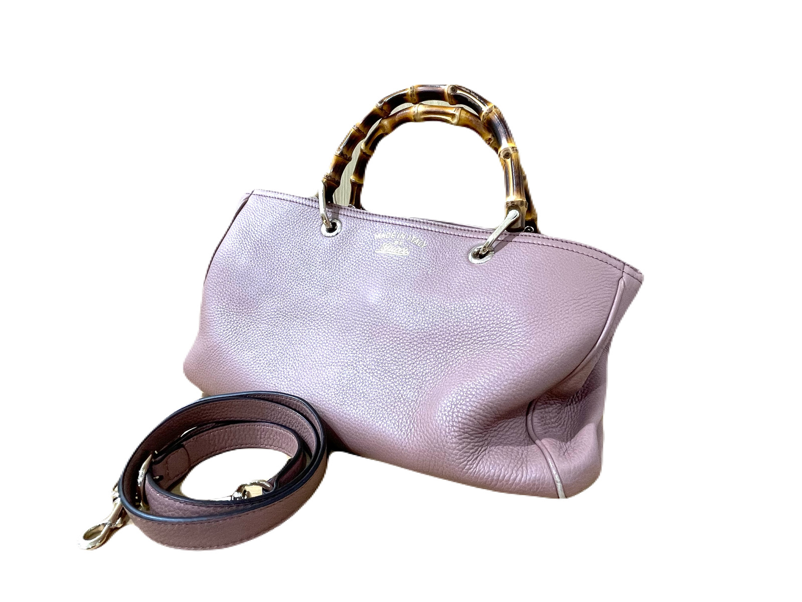 GUCCI バンブー 323660 001998 2WAYバッグ ピンク系 ショルダーストラップ付き