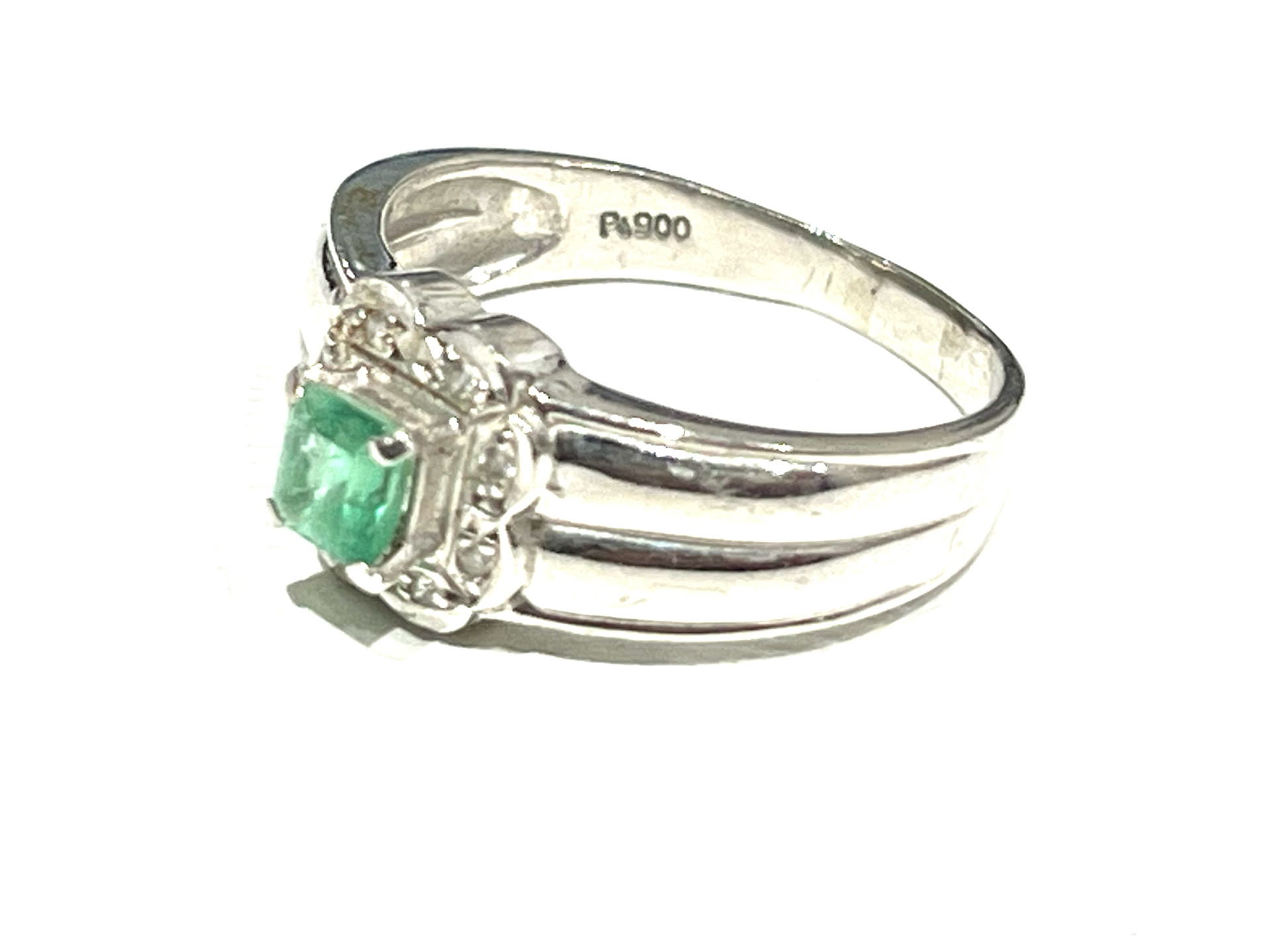 Pt900 エメラルド ダイヤモンド付きRG　エメラルド 0.39ct / ダイヤモンド 0.04ct