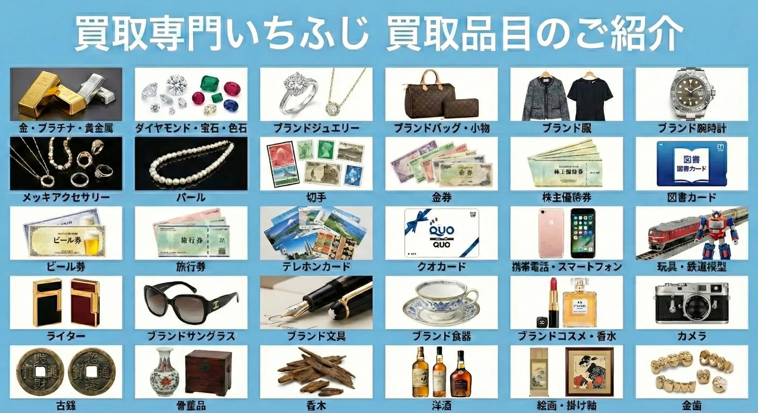 買取専門いちふじの買取品目紹介