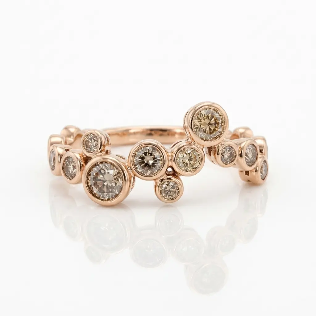 カシケイベゼルのブラウンダイヤモンドリング