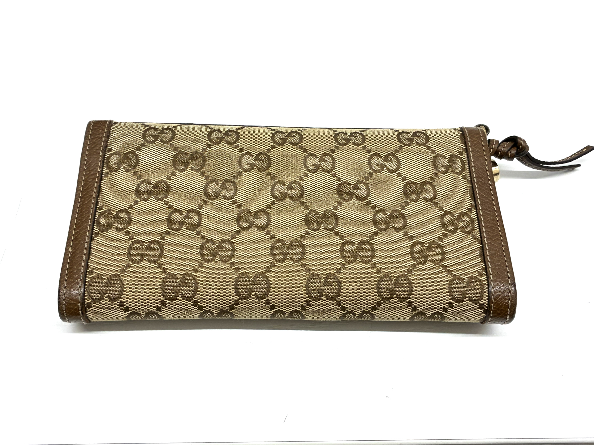 GUCCI グッチ GGキャンバス×レザー 二つ折り長財布 ブラウン系