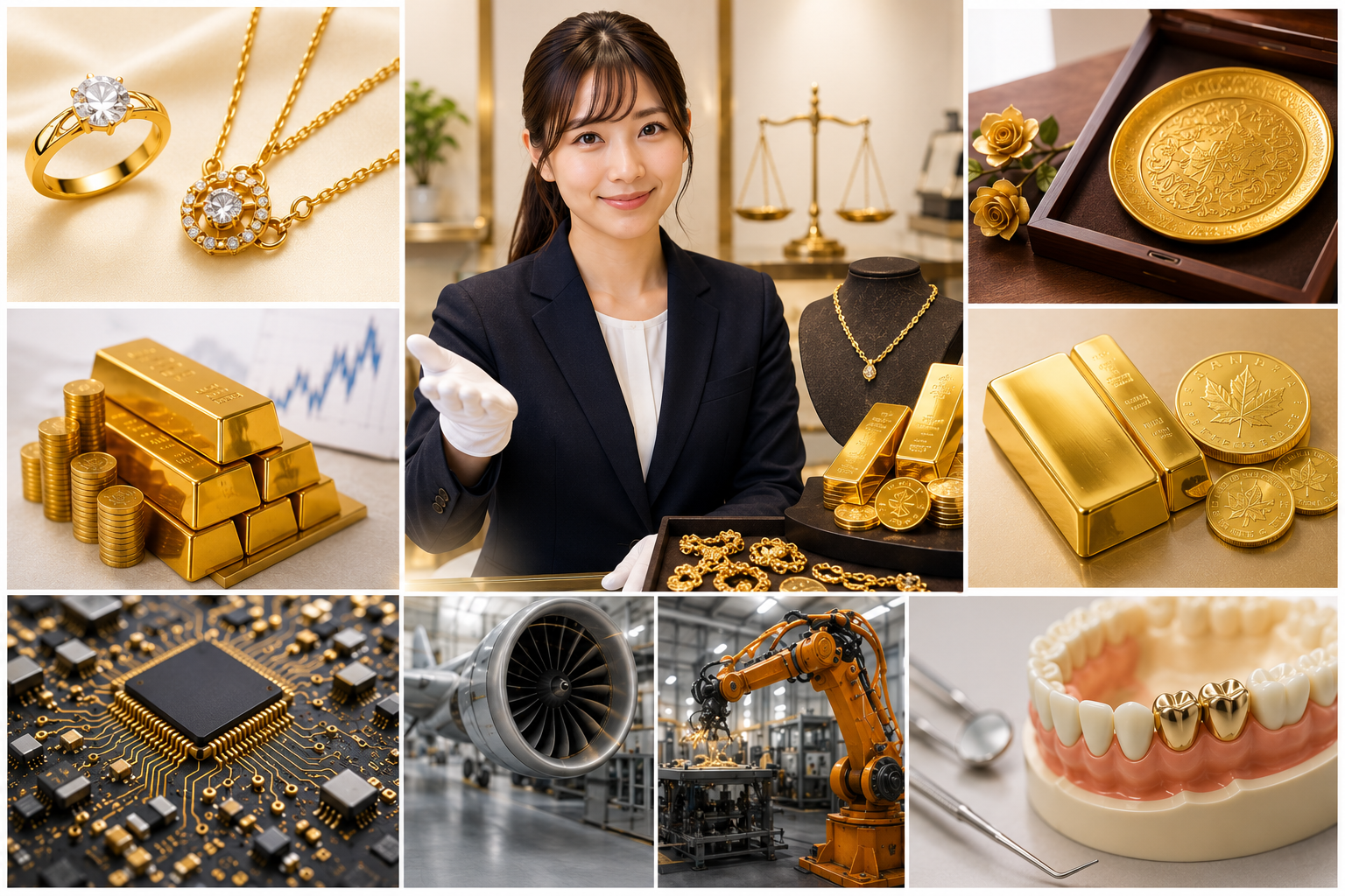 金の7大用途を網羅！宝飾品から投資商品まで