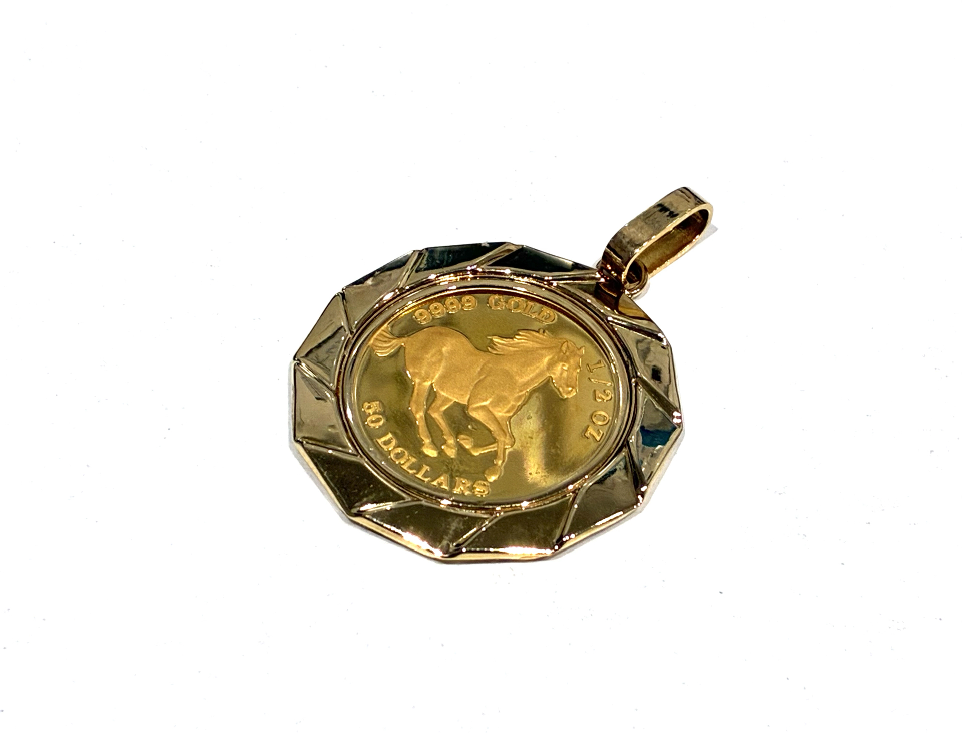 （金）K24　ツバルホース金貨 1/2oz　K18　枠