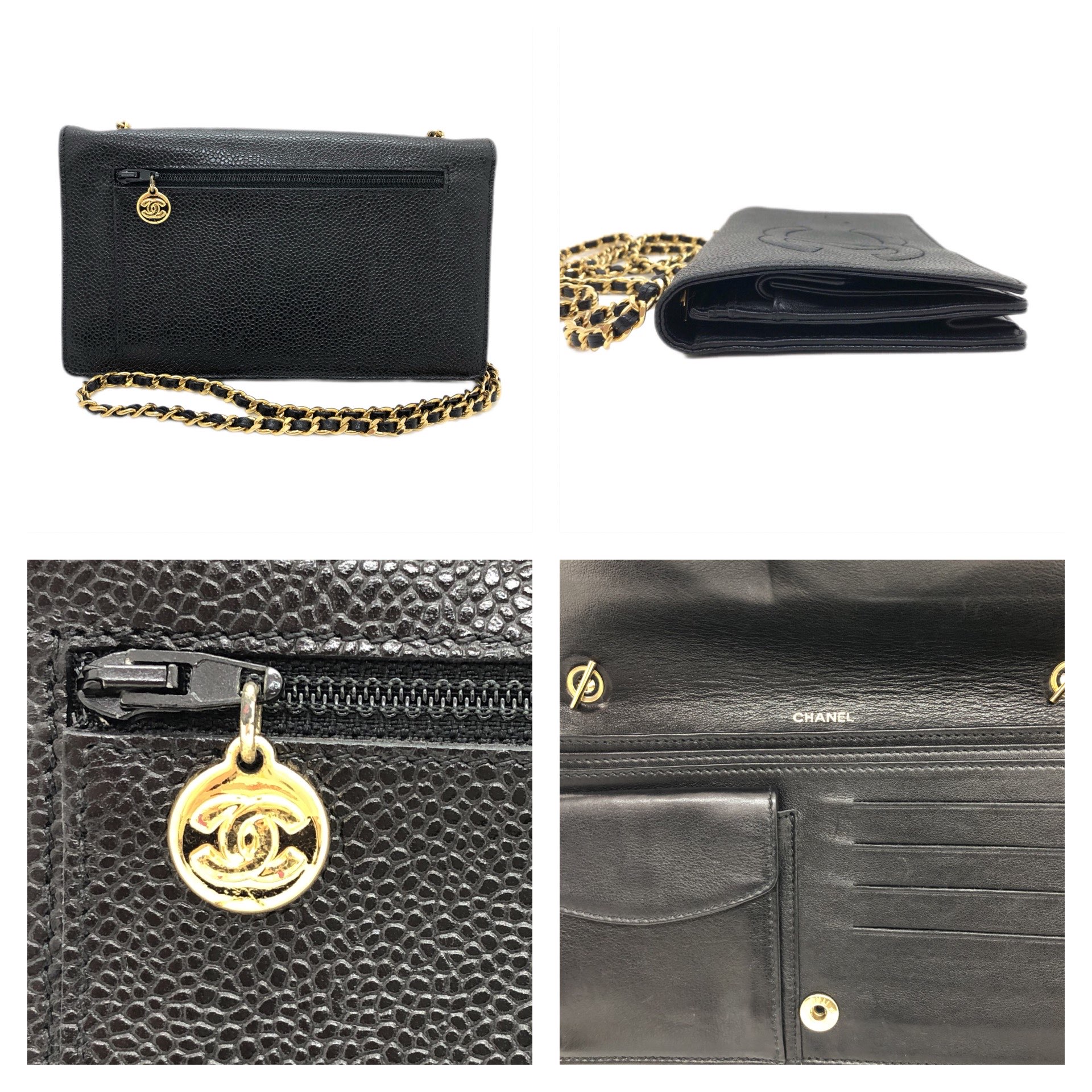 CHANEL キャビアスキン チェーンウォレット