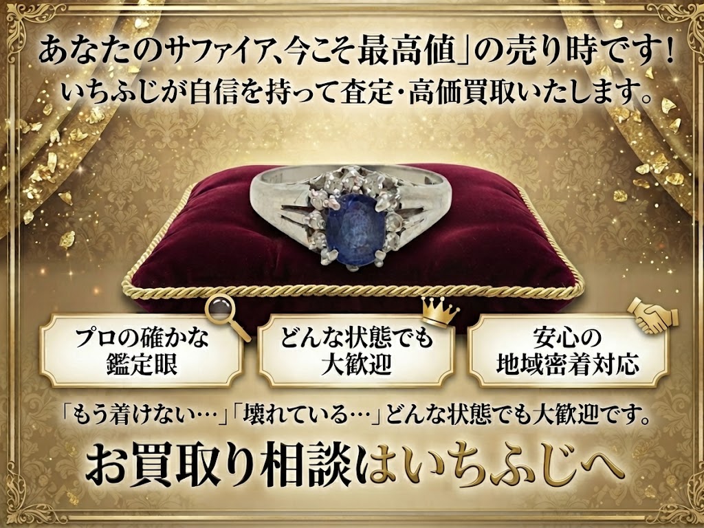 プラチナ×サファイアリング✨深いブルーが魅力の上品なジュエリー💍【伊勢崎・前橋・玉村のお買取りはいちふじへ♬】